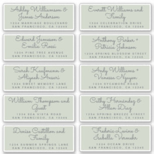 Chic Calligraphy Green Guest Address Labels