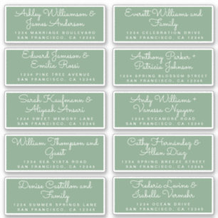 Chic Calligraphy Green Guest Address Labels