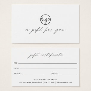 Chic Calligraphy Logo Business Gift Certificate