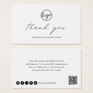 Chic Calligraphy Logo Business Order Insert Card