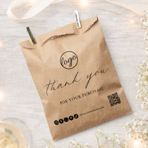 Chic Calligraphy Logo Rustic Thank You Business Favour Bag