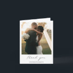 Chic Calligraphy Minimal Photo Simple Wedding Thank You Card<br><div class="desc">Simple Photo Wedding Thank You Card with "thank you" in calligraphy along with your names below your favourite picture.  The inside has your personalised thank you message in black and white.  A minimalist design with chic typography for an elegant touch.</div>