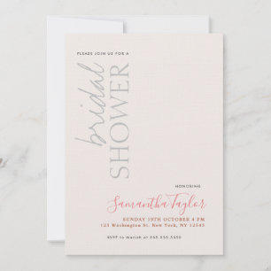 Chic Calligraphy Minimalist Bridal Shower Linen Invitation