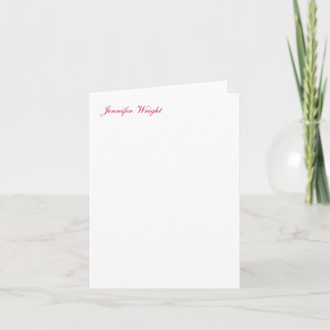 Chic calligraphy minimalist custom name note card (Front)