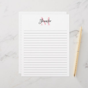 Chic Calligraphy Minimalist Lined Monogram Custom Letterhead