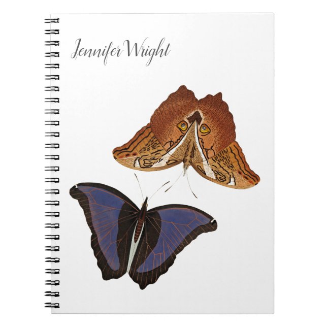 Chic calligraphy minimalist name butterflies notebook (Front)