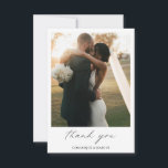 Chic Calligraphy Minimalist Photo Simple Wedding Thank You Card<br><div class="desc">Simple Photo Wedding Thank You Card with "thank you" in calligraphy along with your names below your favourite picture.  The backside has your personalised thank you message in black and white.  A minimalist design with chic typography for an elegant touch.</div>