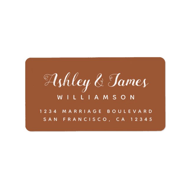 Chic Calligraphy Names TerraCotta Return Address Label (Front)