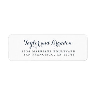 Chic Calligraphy Names Wedding Return Address Label