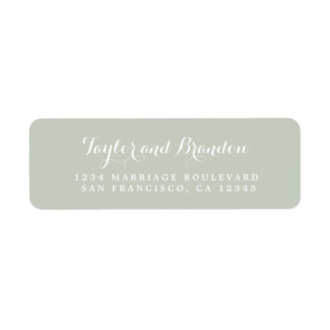 Chic Calligraphy Names Wedding Return Address Label (Front)