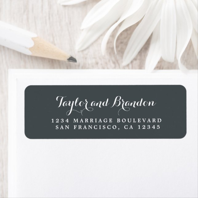 Chic Calligraphy Names Wedding Return Address Label (Insitu)