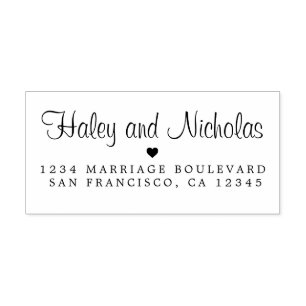 Chic Calligraphy Names Wedding Return Address Sel Self-inking Stamp