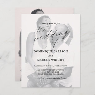 Chic Calligraphy Photo Budget Wedding Invitation