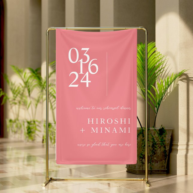 Chic Calligraphy Pink Rehearsal Dinner Welcome Banner (Creator Uploaded)