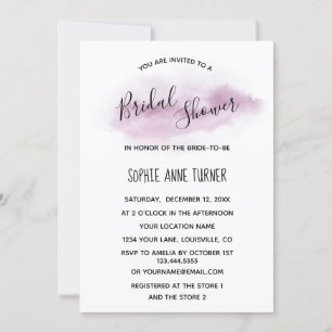 Chic Calligraphy Pink Watercolour Bridal Shower Invitation