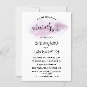 Chic Calligraphy Pink Watercolour Rehearsal Dinner Invitation