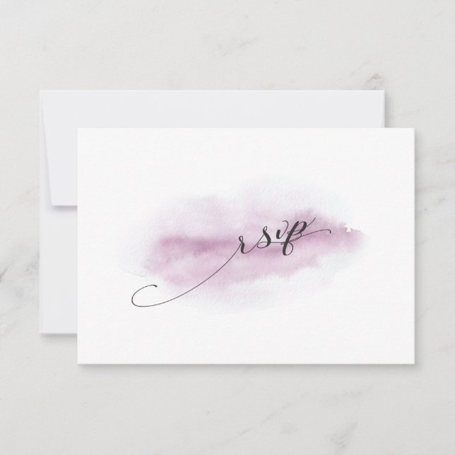 Chic Calligraphy Pink Watercolour Wedding RSVP (Front)