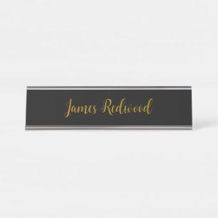 Chic Calligraphy Professional Gold Colour Black Desk Name Plate