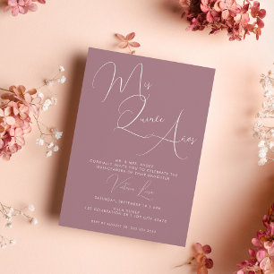 Chic Calligraphy Purple 15th Birthday quinceañera Invitation