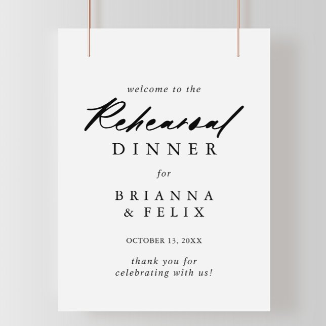 Chic Calligraphy Rehearsal Dinner Welcome Sign (Creator Uploaded)