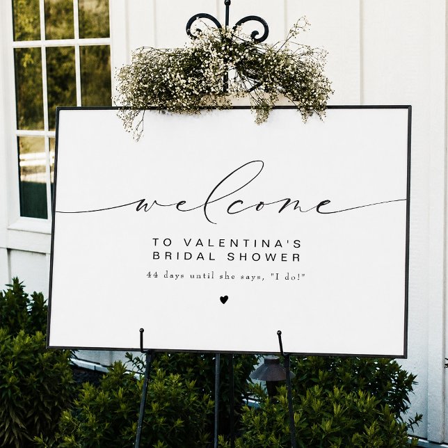 Chic Calligraphy Script Bridal Shower Welcome Poster (Chic Calligraphy Script Bridal Shower Welcome Sign)