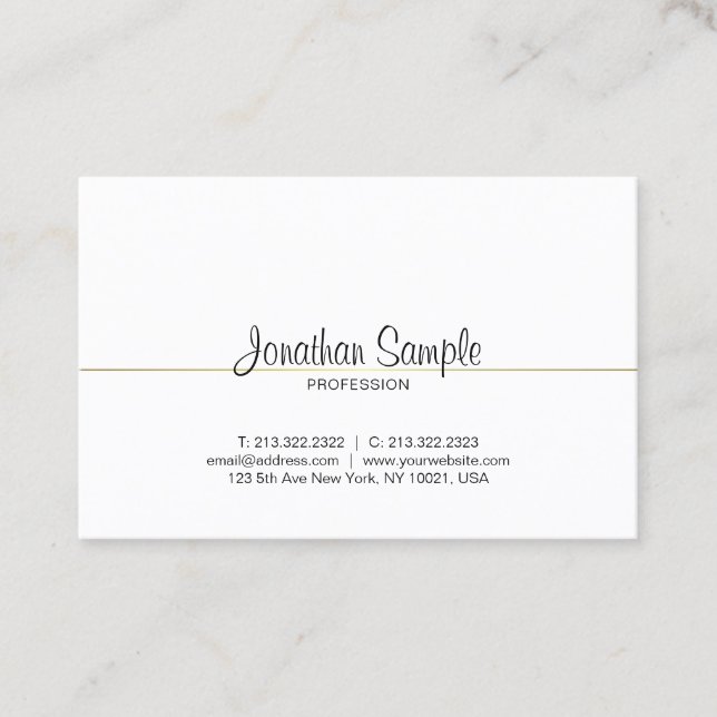 Chic Calligraphy Script Gold Design Luxe Trendy Business Card (Front)