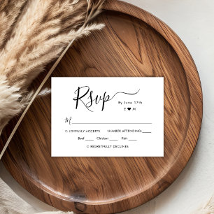 Chic Calligraphy Script Monogram Wedding RSVP Card