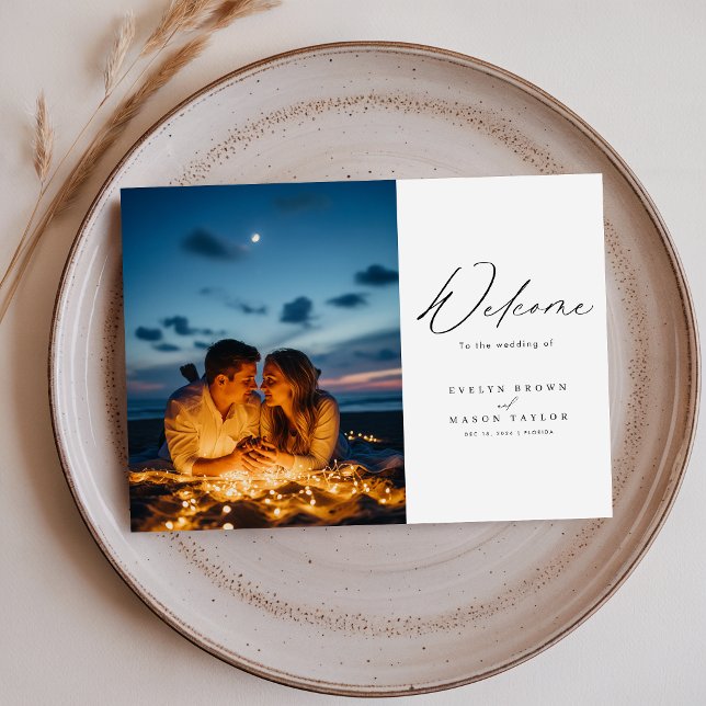 Chic Calligraphy Script Photo Wedding Thank You Card (Creator Uploaded)
