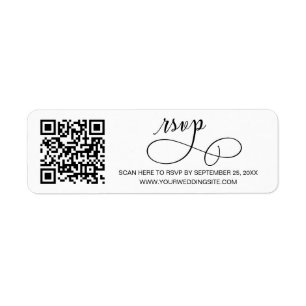 Chic Calligraphy Script Return Label RSVP QR Code Return Address Label