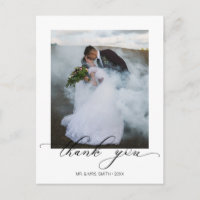 Chic Calligraphy Script Wedding Photo Thank You