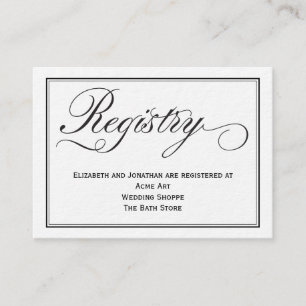 Chic Calligraphy Script Wedding Registry Card