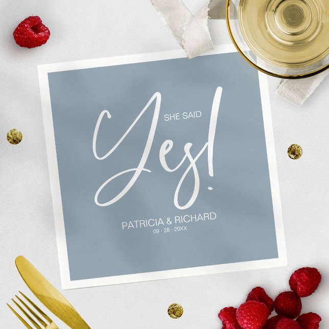 Chic Calligraphy She Said Yes Engagement Party Napkin (Creator Uploaded)