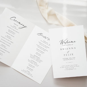 Chic Calligraphy Silver Folded Wedding Program