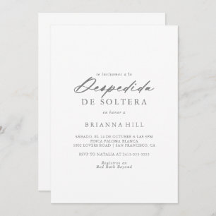 Chic Calligraphy Silver Spanish Bridal Shower  Invitation