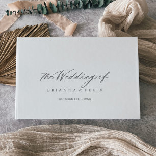 Chic Calligraphy Silver Wedding  Guest Book