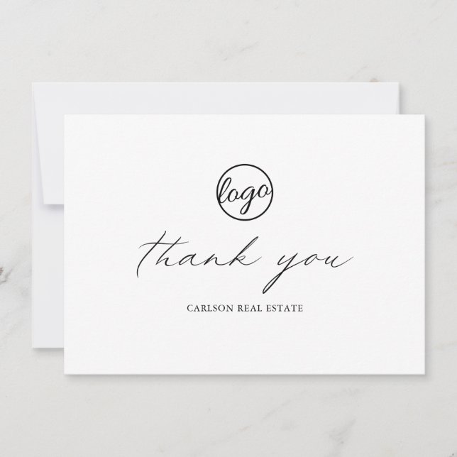 Chic Calligraphy Simple Elegant Business Thank You Card (Front)