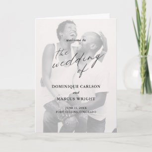 Chic Calligraphy Simple Photo Wedding Program