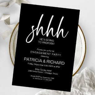 Chic Calligraphy Surprise Engagement Party Invitation