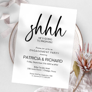 Chic Calligraphy Surprise Engagement Party Invitation