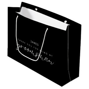 Chic Calligraphy Thank You Groomsman Large Gift Bag