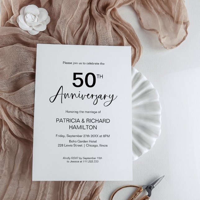 Chic calligraphy wedding anniversary invitations (Creator Uploaded)