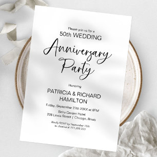 Chic calligraphy wedding anniversary invitations