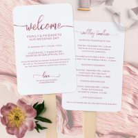 Chic Calligraphy Wedding Day Timeline Hand Fan