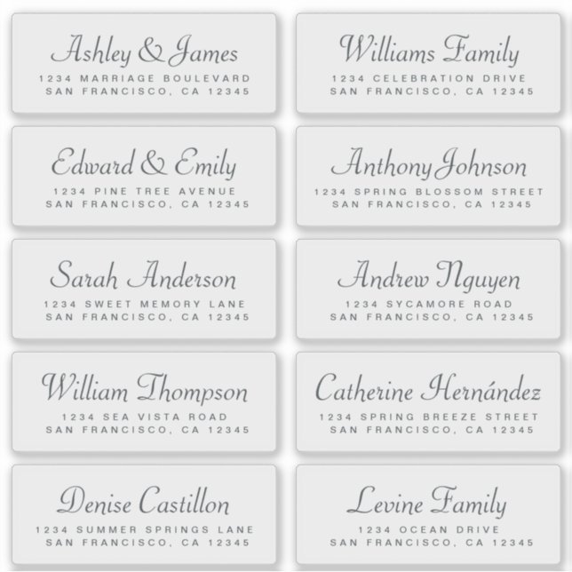 Chic Calligraphy Wedding Guest Address Labels (Front)