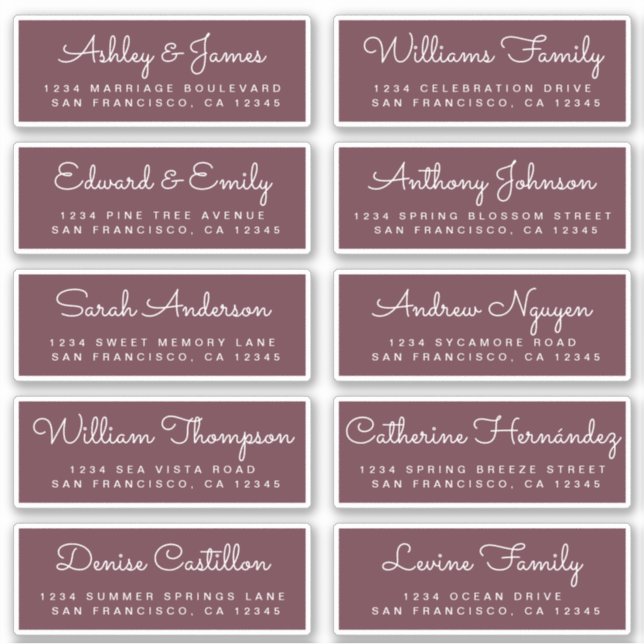 Chic Calligraphy Wedding Guest Address Labels (Front)