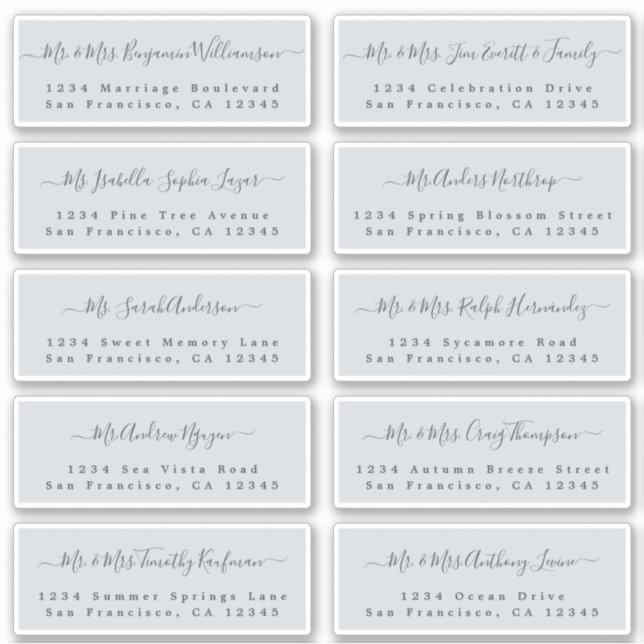 Chic Calligraphy Wedding Guest Address Labels (Front)