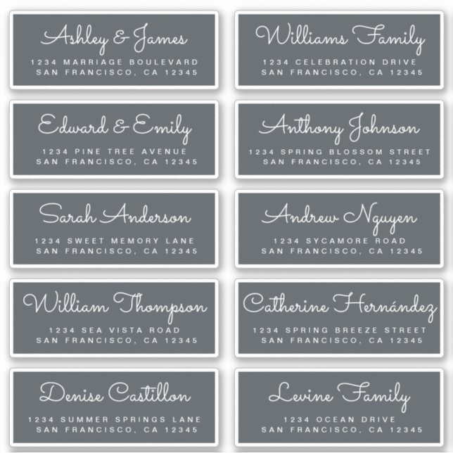 Chic Calligraphy Wedding Guest Address Labels (Front)