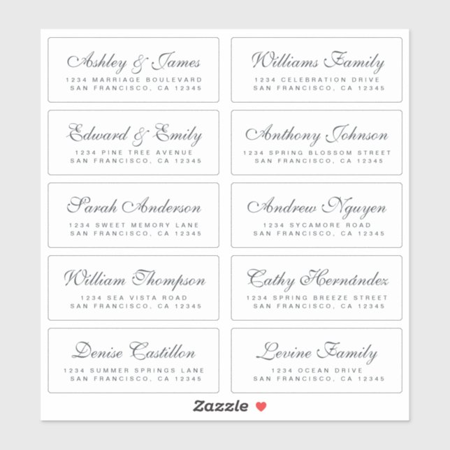 Chic Calligraphy Wedding Guest Address Labels (Sheet)