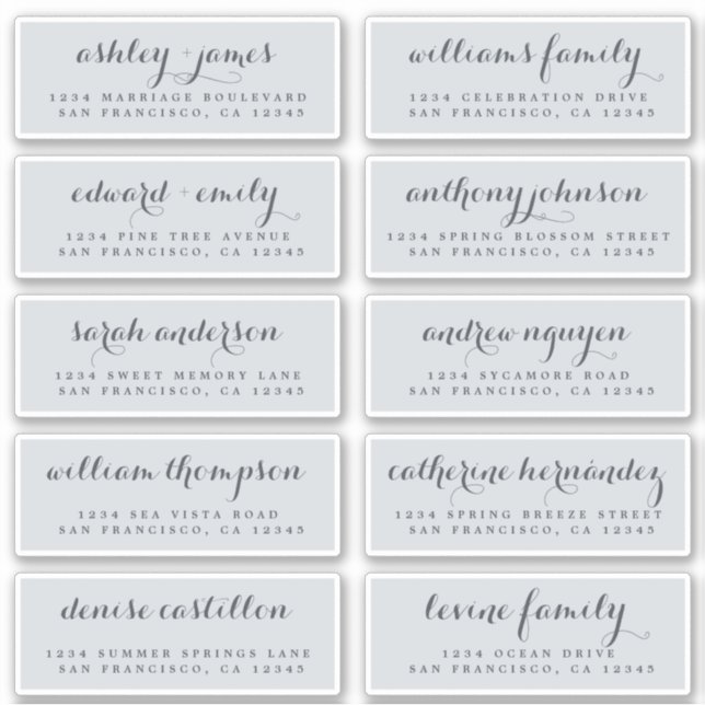 Chic Calligraphy Wedding Guest Address Labels (Front)