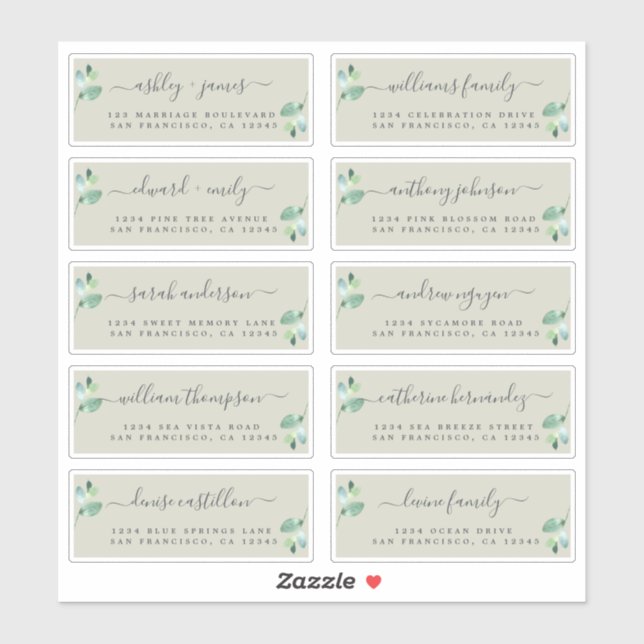 Chic Calligraphy Wedding Guest Address Labels (Sheet)